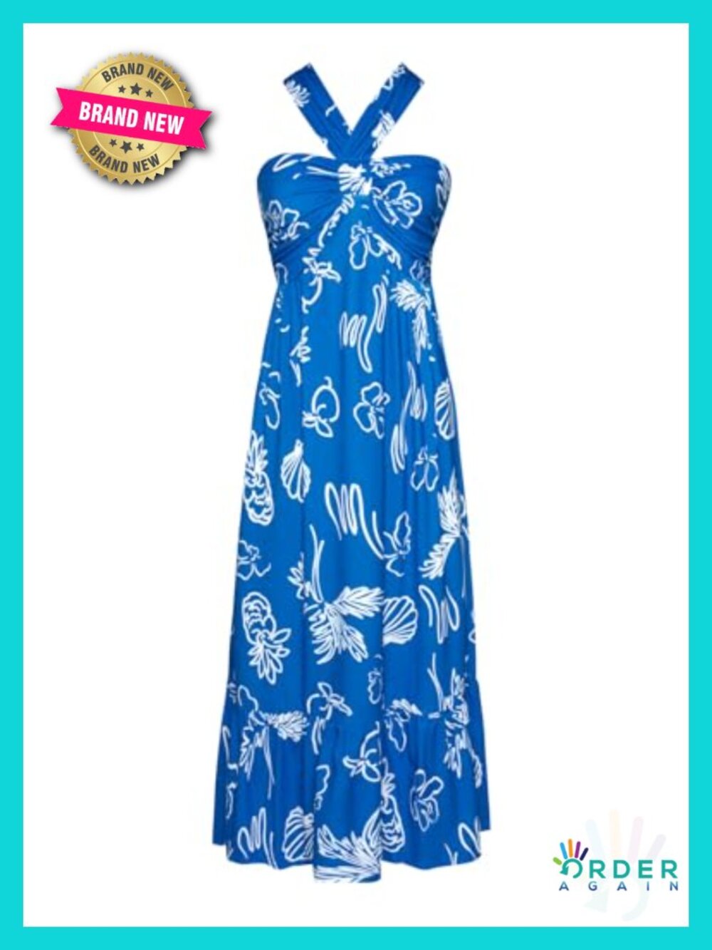 Womens Floral Halter Boho Maxi Dress Sleeveless A-Line Summer